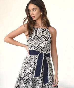 Adelyn Rae - Anell Halter Embroidered Dress - Encompass Boutique