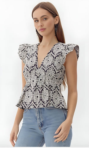 Adelyn Rae - Seriana Embroidered Top - Encompass Boutique