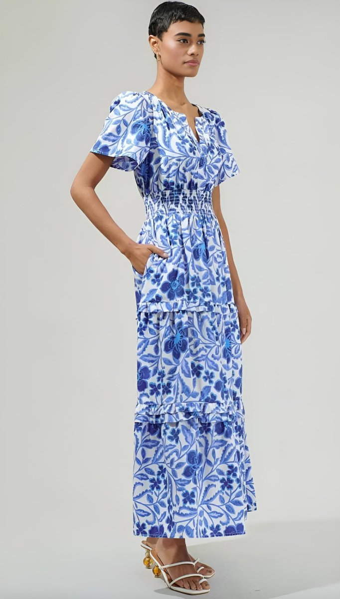 Sugarlips - Celeste Floral Palmer Poplin Tiered Maxi Dress (Final Sale) - Encompass Boutique