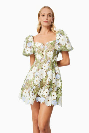 Elliatt - Flora Lace Mini Dress In Green - Encompass Boutique