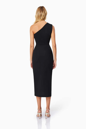 Elliatt - Jade One Shoulder Midi Dress In Black - Encompass Boutique