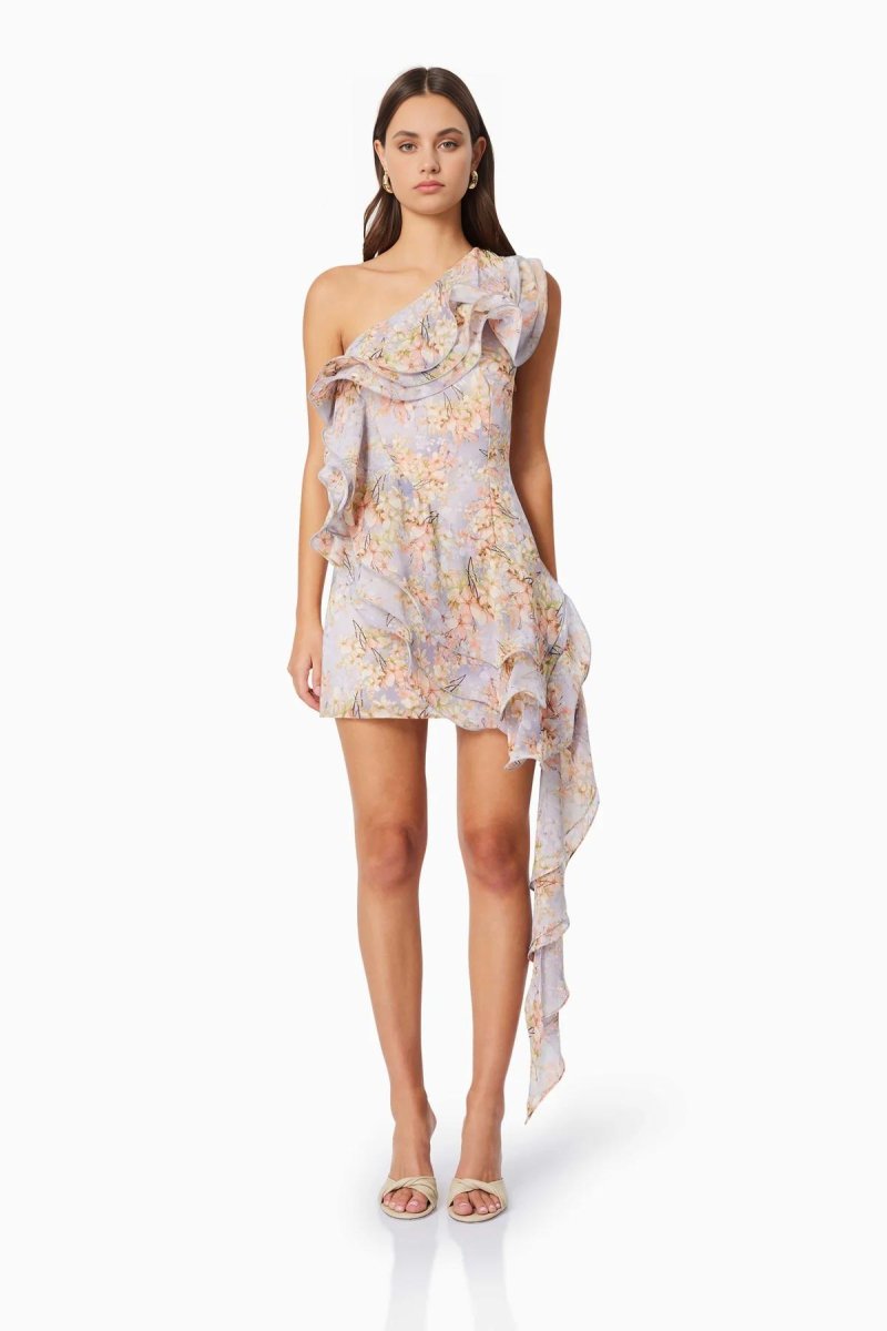 Elliatt - Sahara One Shoulder Floral Mini Dress in Purple - Encompass Boutique