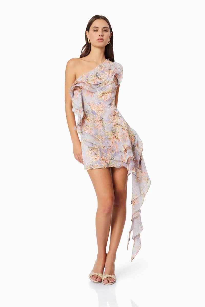 Elliatt - Sahara One Shoulder Floral Mini Dress in Purple - Encompass Boutique