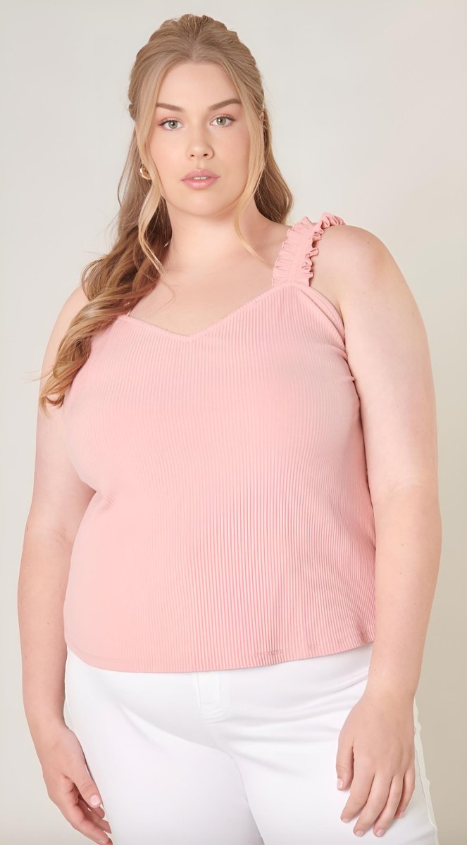 Sugarlips - High Roller Ruffle Strap Ribbed Knit Tank Curve (Final Sale) - Encompass Boutique