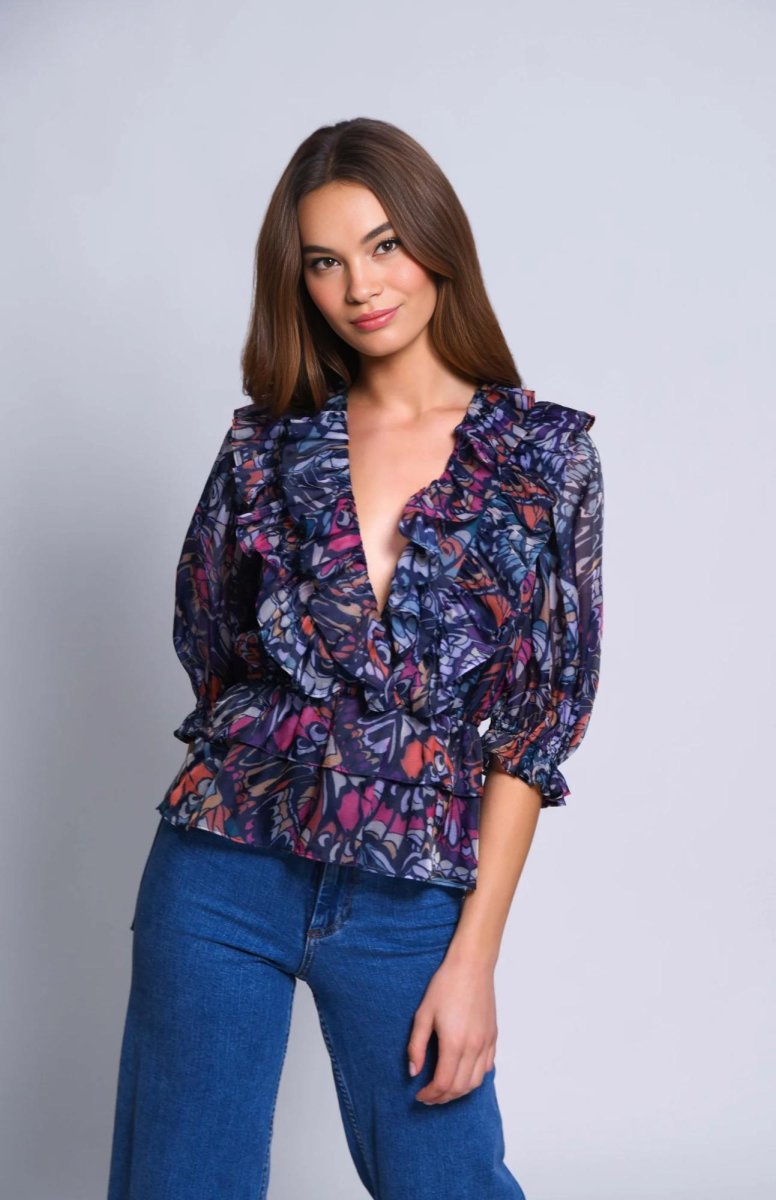 Hutch - Shiloh Ruffled, V-Neck Blouse (Final Sale) - Encompass Boutique