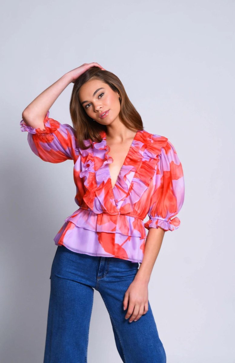 Hutch - Shiloh Ruffled, V-Neck Blouse (Final Sale) - Encompass Boutique