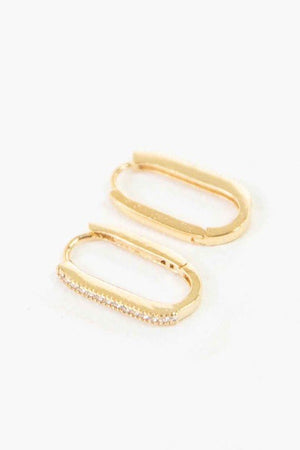 Lovoda - Oval Stone Hoop Earrings