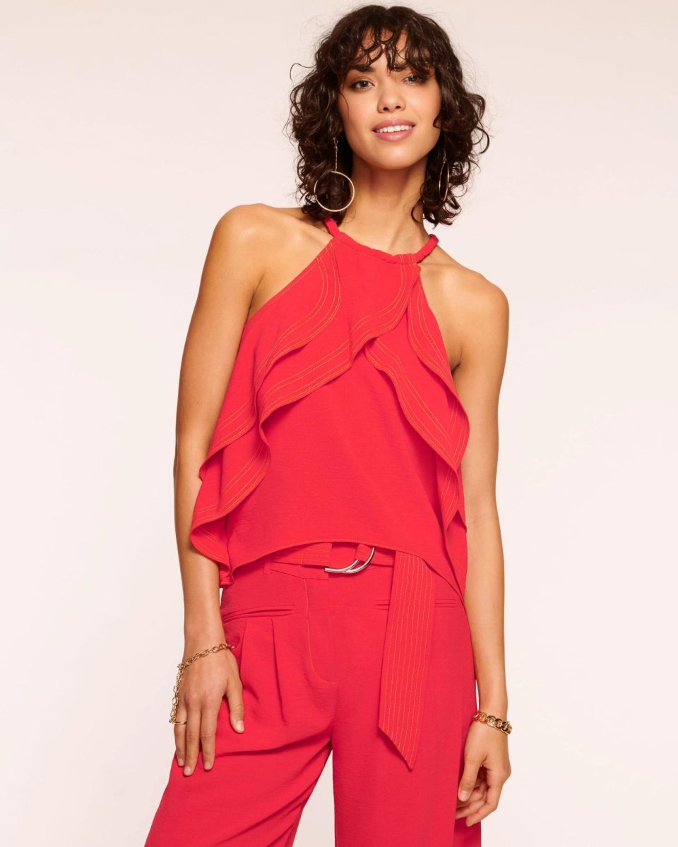 Ramy Brook - Ola Ruffle High Neck Tank Top (Final Sale) - Encompass Boutique