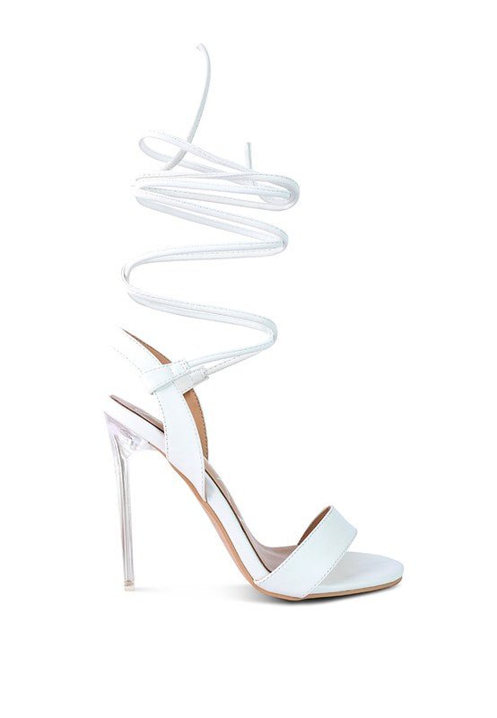 Rag Company - Sheeny Clear Stiletto Lace Up Sandal