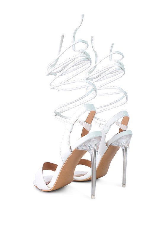 Sheeny Clear Stiletto Lace Up Sandal - Encompass Boutique