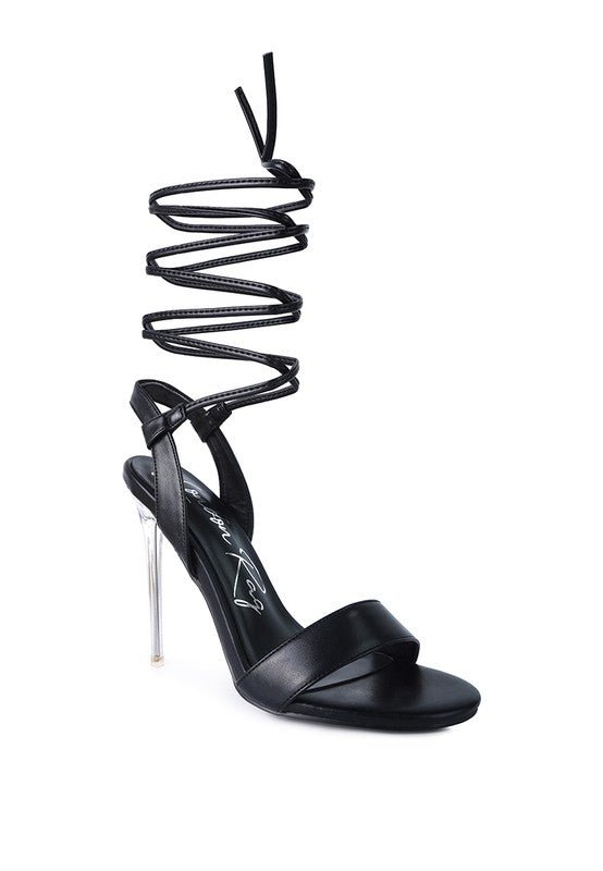 Sheeny Clear Stiletto Lace Up Sandal - Encompass Boutique