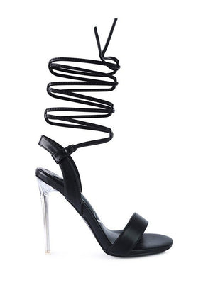 Sheeny Clear Stiletto Lace Up Sandal - Encompass Boutique