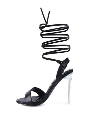 Sheeny Clear Stiletto Lace Up Sandal - Encompass Boutique