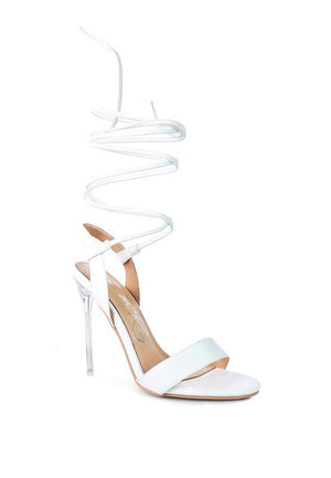 Sheeny Clear Stiletto Lace Up Sandal - Encompass Boutique