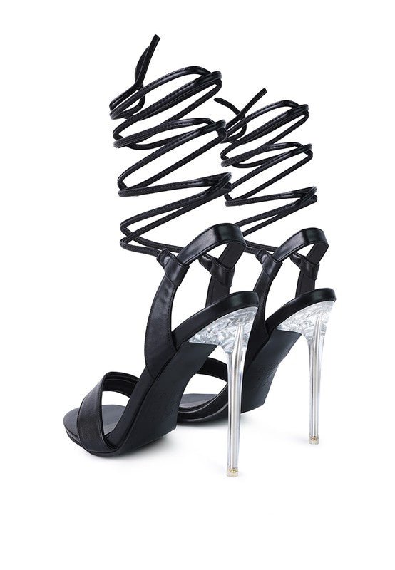 Sheeny Clear Stiletto Lace Up Sandal - Encompass Boutique