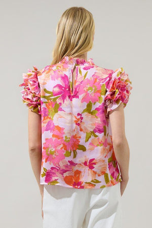 Sugarlips - Abigal Floral Brenna Mock Neck Ruffle Blouse (Final Sale) - Encompass Boutique