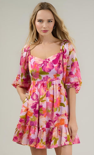 Sugarlips - Abigal Floral Evy Sweetheart Mini Dress (Final Sale) - Encompass Boutique