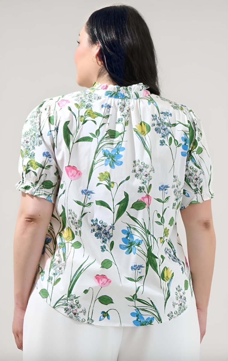 Sugarlips - Clove Garden Floral Puff Sleeve Top (Final Sale) - Encompass Boutique