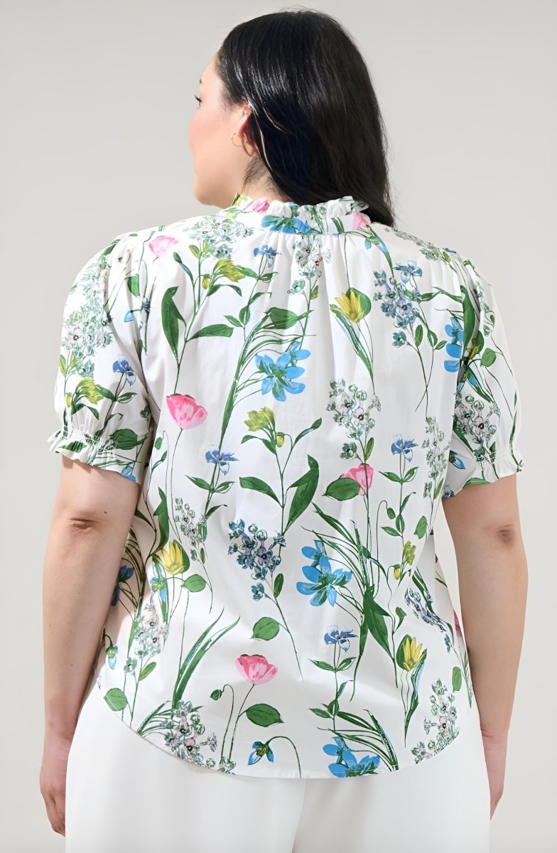 Sugarlips - Clove Garden Floral Puff Sleeve Top (Final Sale) - Encompass Boutique