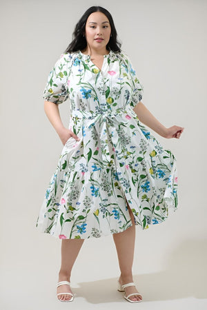 Sugarlips - Clove Garden Floral Wynette Tiered Midi Dress (Final Sale) - Encompass Boutique