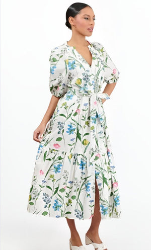 Sugarlips - Clove Garden Floral Wynette Tiered Midi Dress (Final Sale) - Encompass Boutique