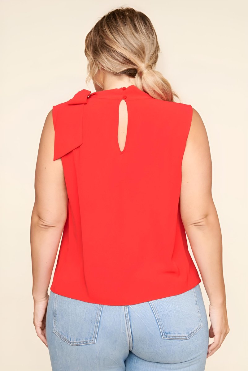 Sugarlips - Hustler Sleeveless Neck Tie Blouse - Plus Size (Final Sale) - Encompass Boutique