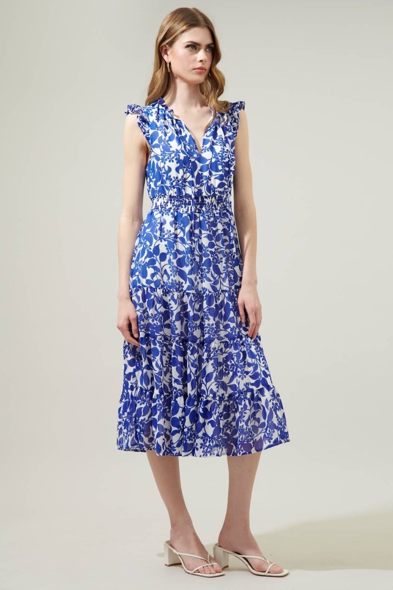 Sugarlips - Kian Floral Pisces Smocked Midi Dress (Final Sale) - Encompass Boutique