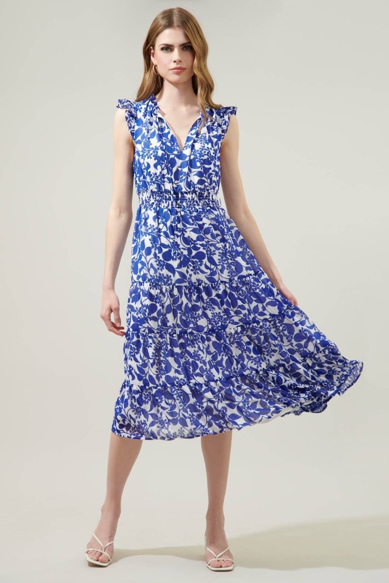 Sugarlips - Kian Floral Pisces Smocked Midi Dress (Final Sale) - Encompass Boutique