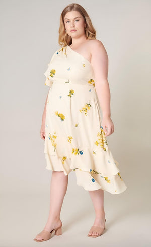 Sugarlips - Melba Floral One Shoulder Asymmetrical Dress - Plus Size (Final Sale) - Encompass Boutique