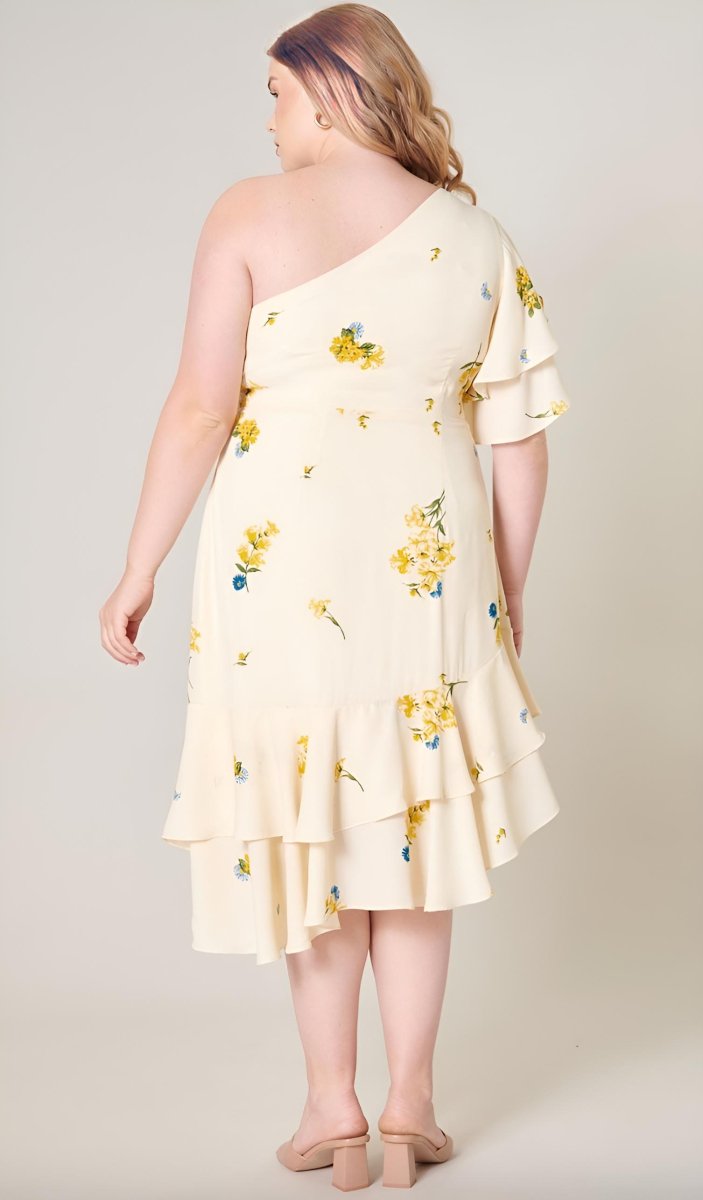 Sugarlips - Melba Floral One Shoulder Asymmetrical Dress - Plus Size (Final Sale) - Encompass Boutique