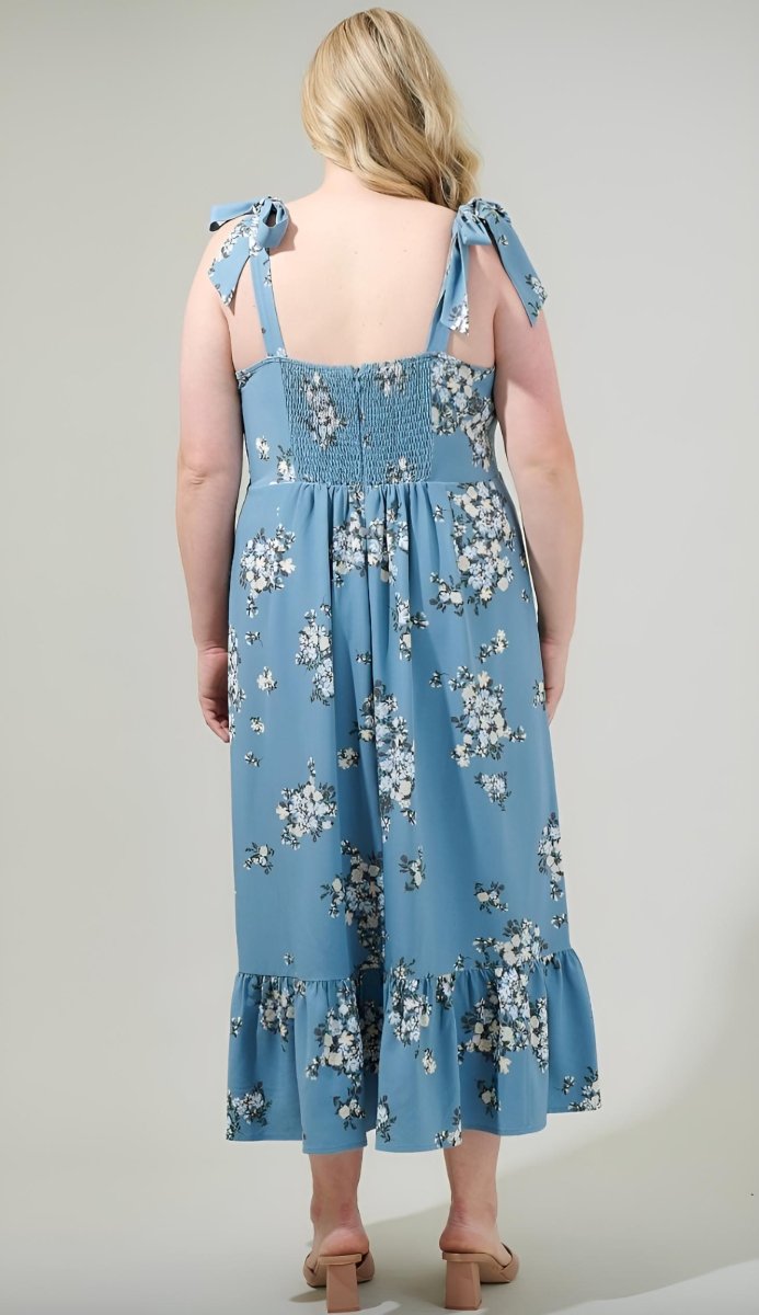 Sugarlips - Moxie Floral Baker Tie Strap Midi Dress - Plus Size (Final Sale) - Encompass Boutique