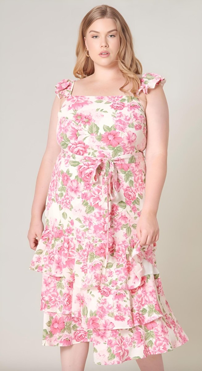 Sugarlips - Truth Be Told Guayana Ruffle Tiered Midi Dress - Plus Size (Final Sale) - Encompass Boutique