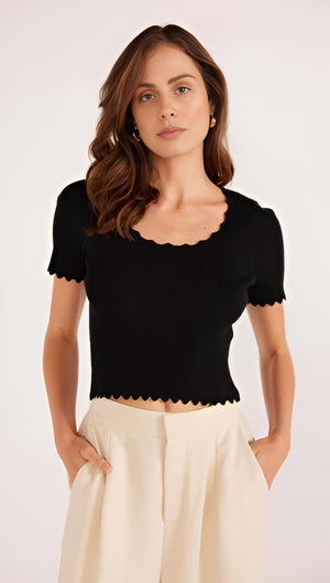 MINKPINK - The Laura Scallop Knit Tee - Encompass Boutique