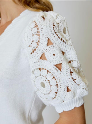 Design History - Crochet Puff Spring Cardigan (Final Sale) - Encompass Boutique