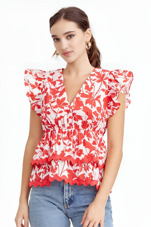 Adelyn Rae - Sena Ruffled Peplum Top (Final Sale) - Encompass Boutique