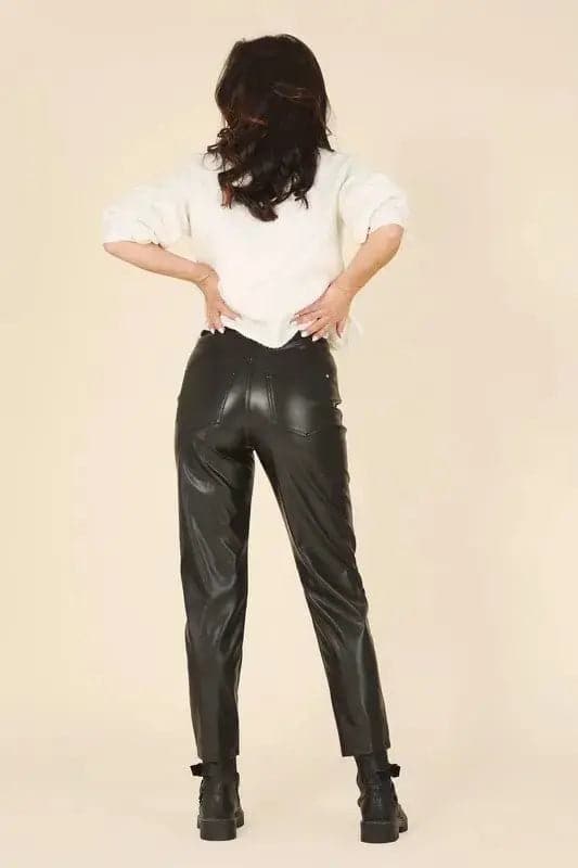 Black Lace up Faux Leather Pants – Unparalleled Boutique